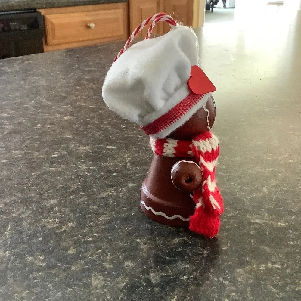 Hand crafted Christmas ornament gingerbread clay pot